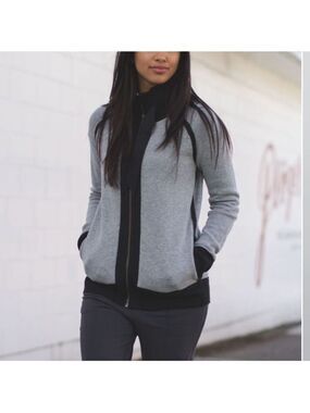 Lululemon Post Savasana Reversible Jacket Black / Heathered Medium Grey SZ 4